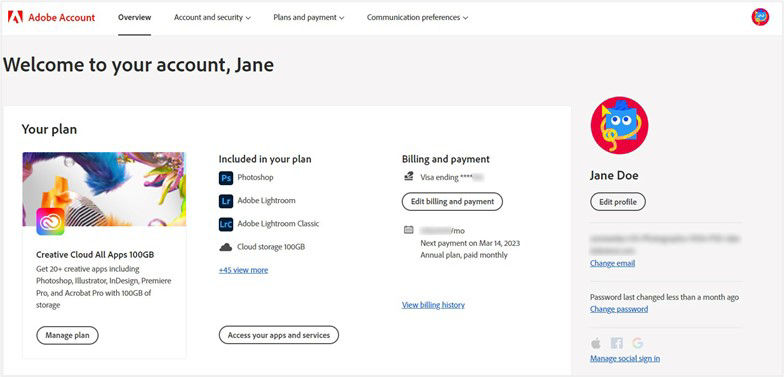 Your Adobe account