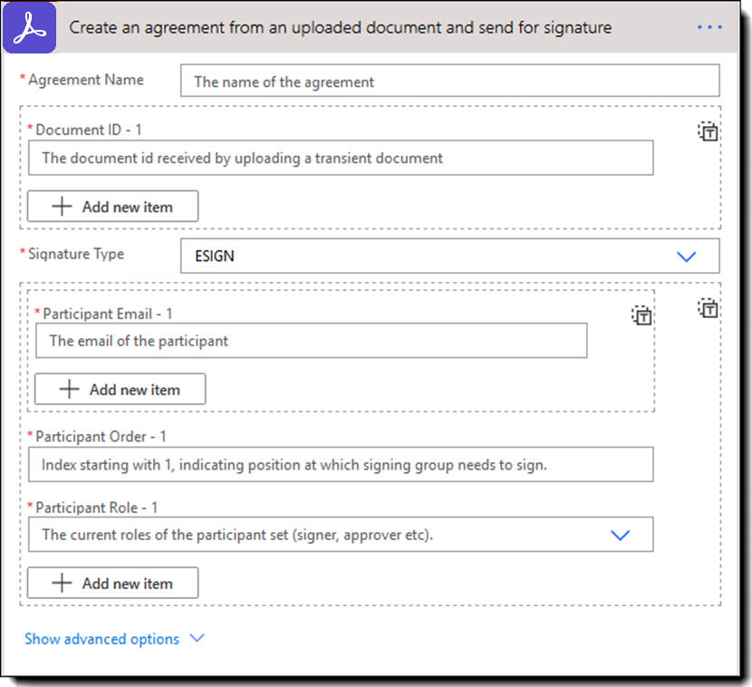 Create an agreement from an uploaded document and send for signature