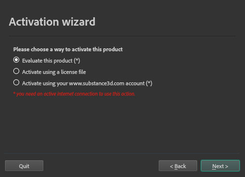 Activation wizard