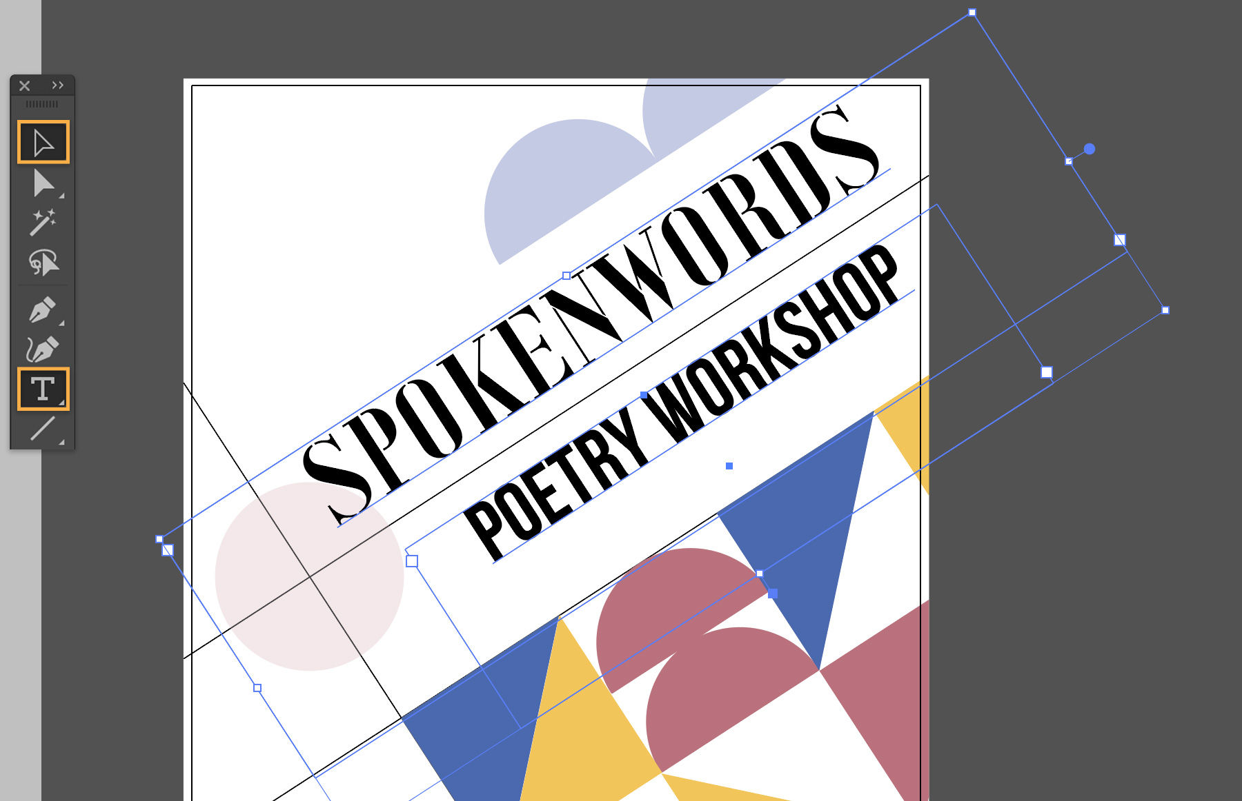 The text is scaled, rotated, and positioned strategically on the poster to attract attention