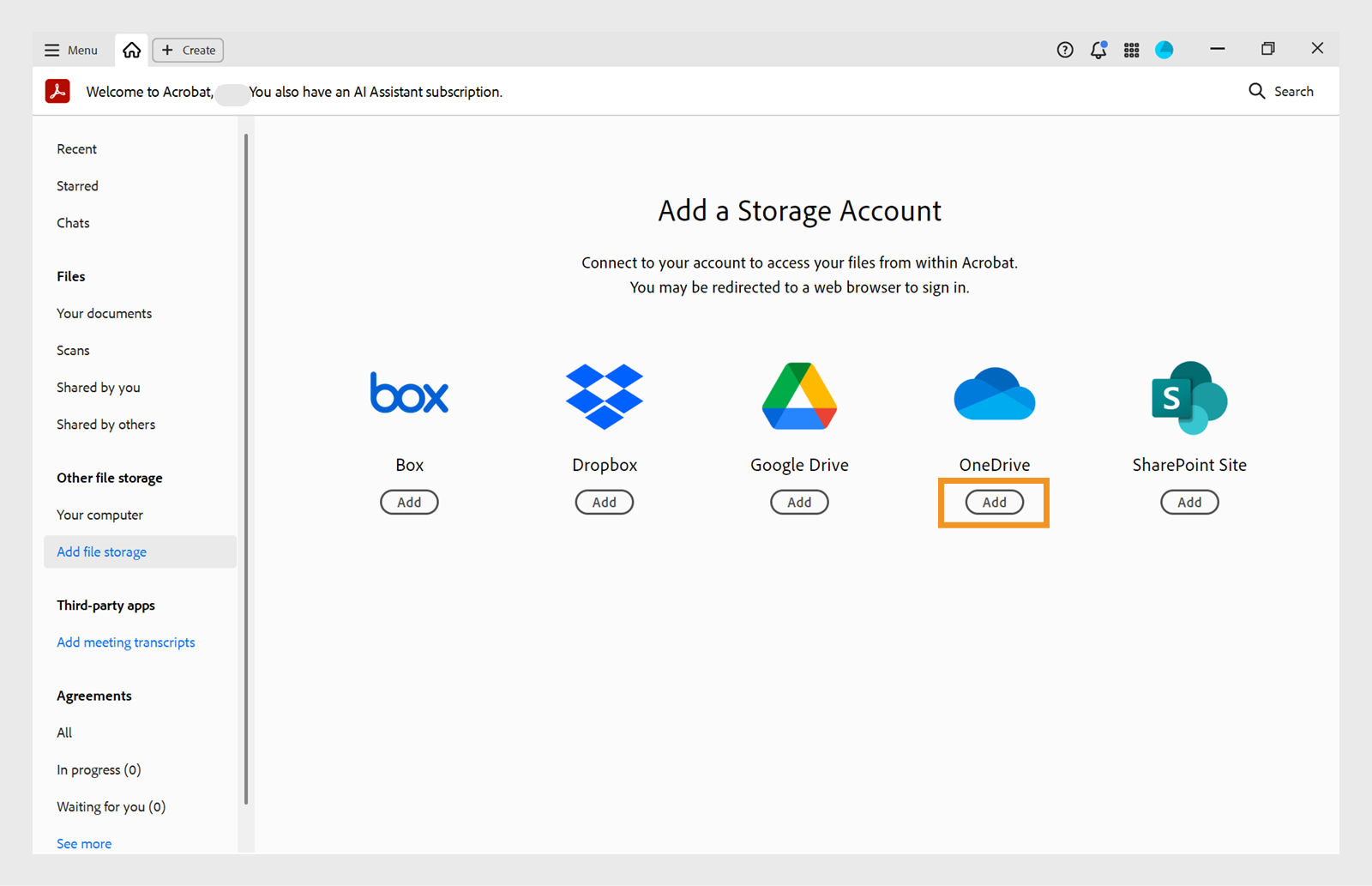 Add OneDrive account