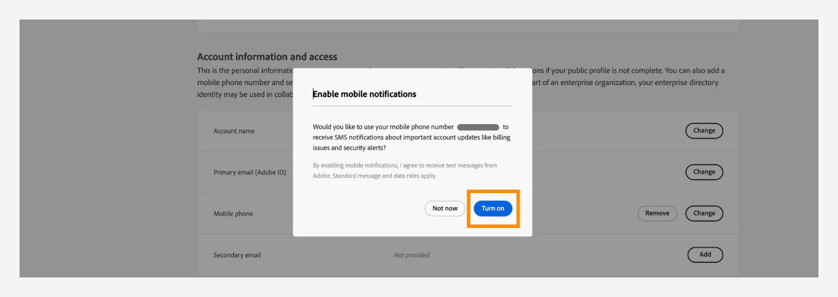 Enable mobile notifications to get notified about your account activity.