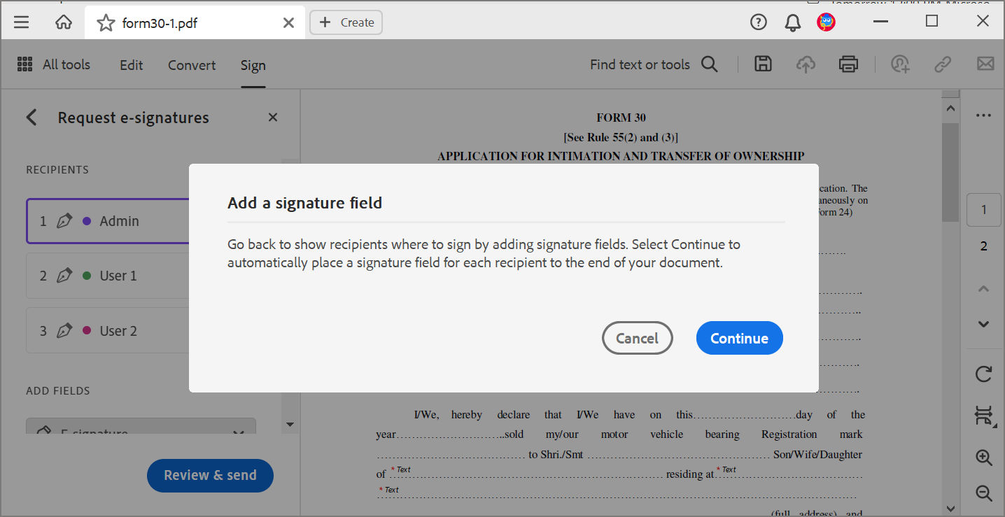 Add a signature field