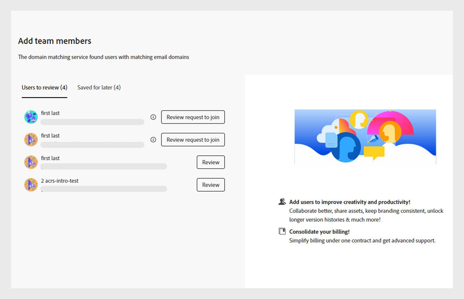 User list with matching email domains