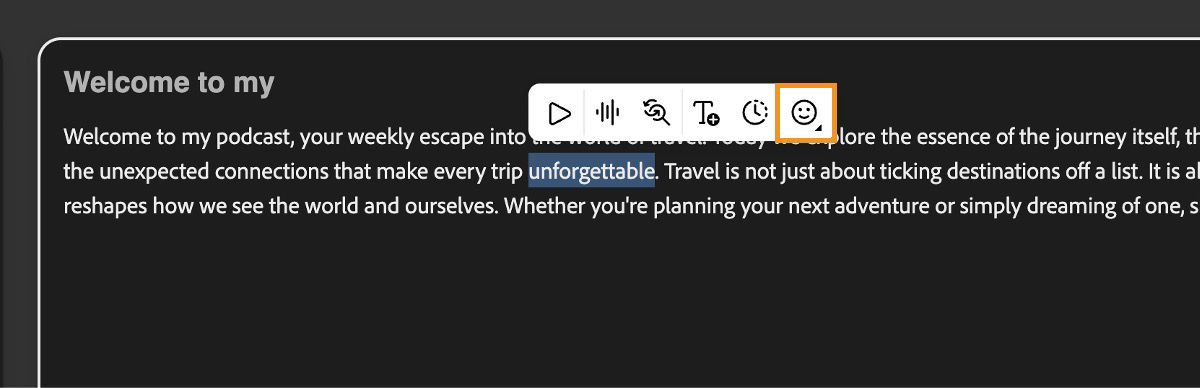 The Text panel has the word 'unforgettable' highlighted and the Tone icon is selected.