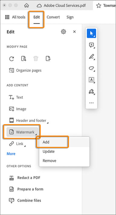 Add watermarks to PDFs in Adobe Acrobat