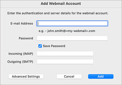 Add webmail details
