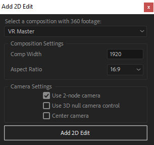 Add 2D Edit settings