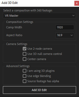 Add 3D Edit settings