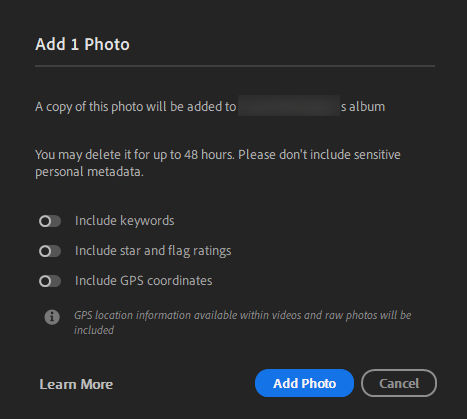 The Add Photo dialog box