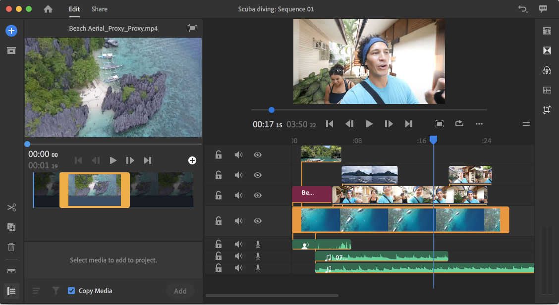 Add the selected part of the clip
