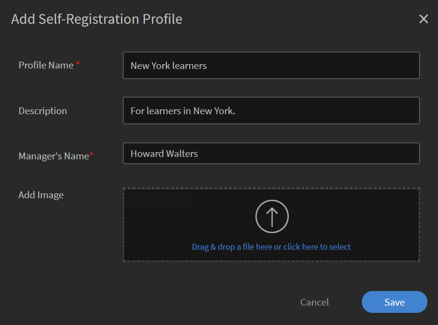 Add a self registration profile