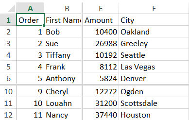 spreadsheetaddsplitpane output