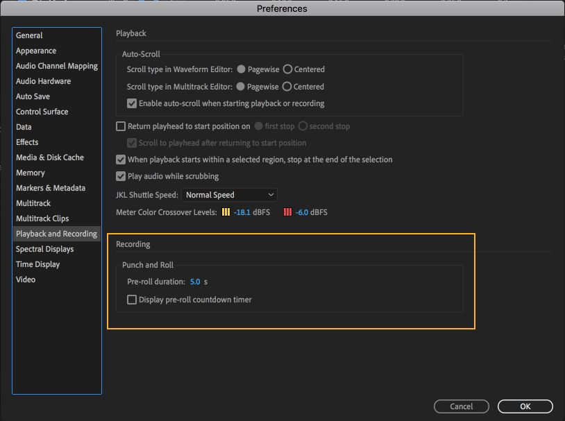 Adjust pre-roll duration