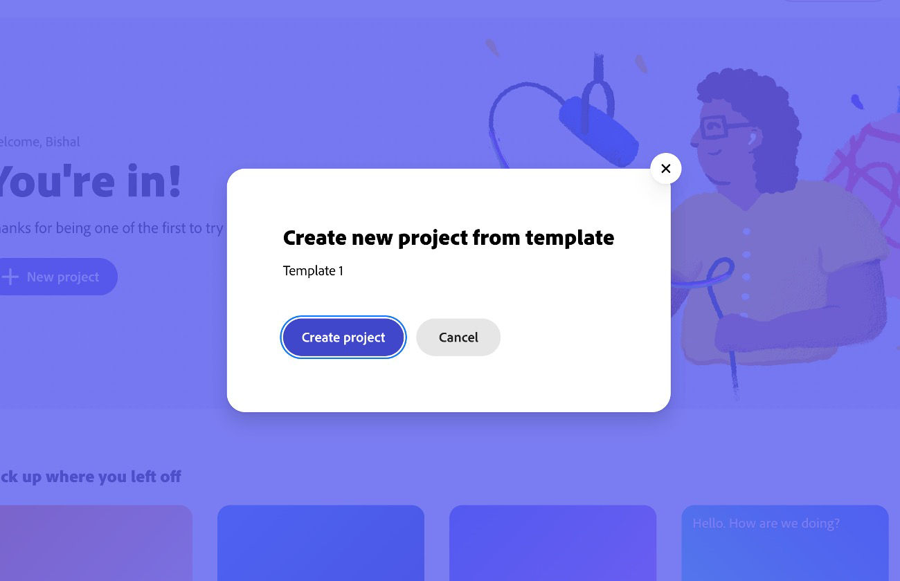 Option to create a new project from a template