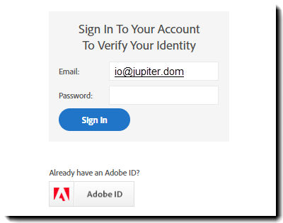 Authenticate to Adobe