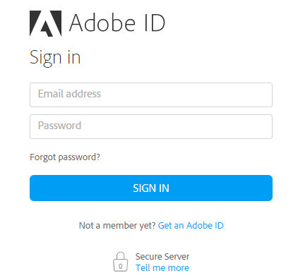 Sign in with your Adobe ID and password if prompted