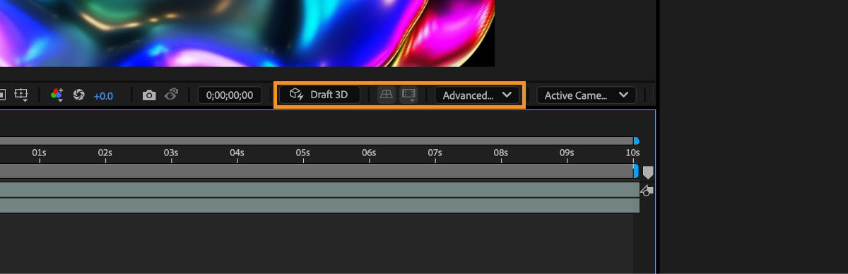 A screenshot that shows the Advanced 3D option selected with Draft 3D enabled.