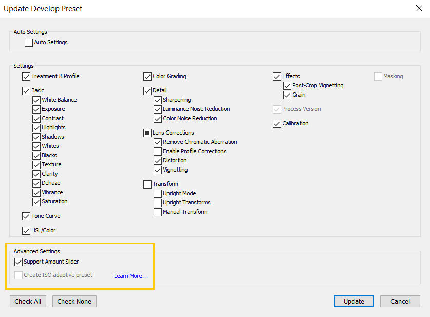 Support Amount Slider