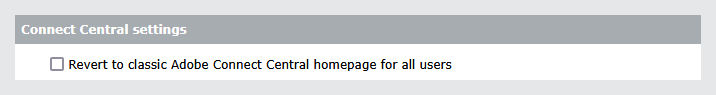 Revert to Connect Central classic home page menu item