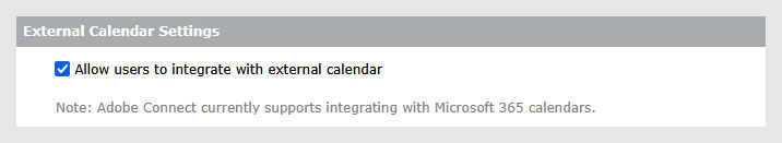 Allow external calendar menu item