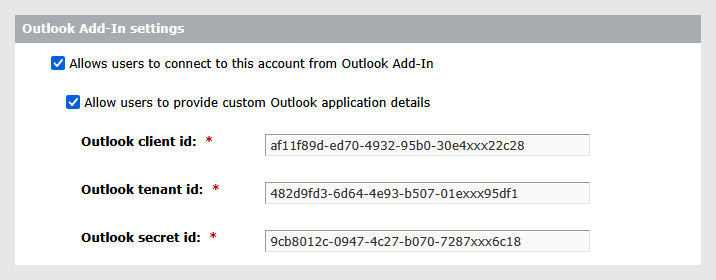 Outlook add in integration menu item