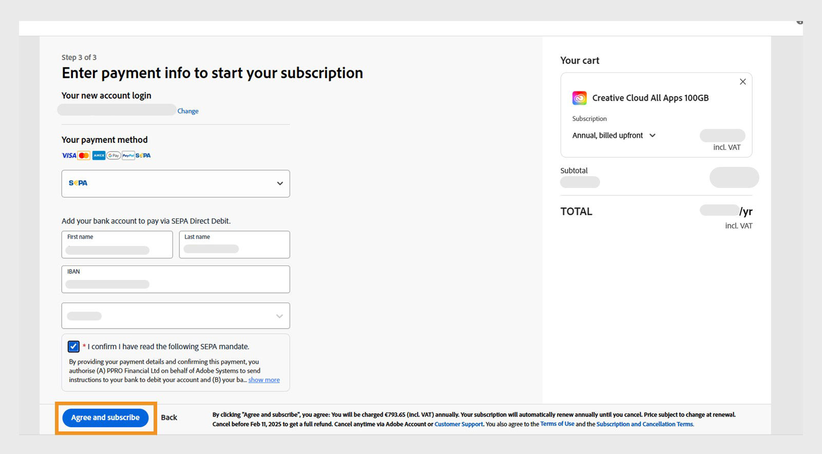Edit payment method