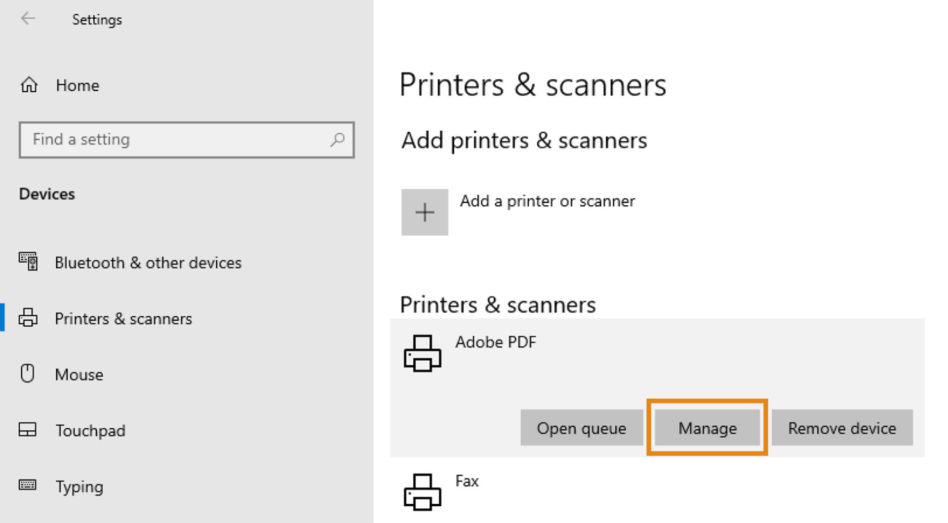 Select Adobe PDF and then set it as the default printer.