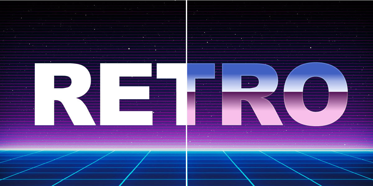 La mitad del texto tiene un formato normal y la otra mitad tiene aplicado un aspecto retro