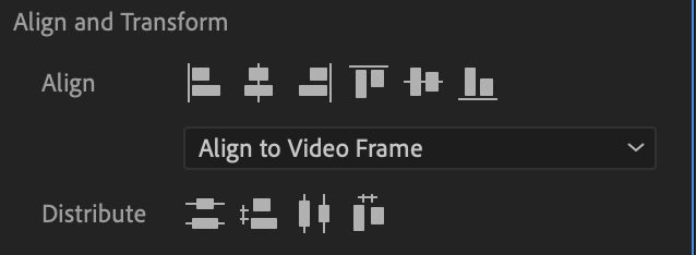 The align and distribute options in the Essential Graphics panel