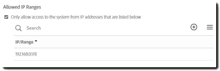 Allowed IP Ranges