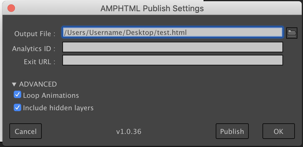 AMPHTML Publish Settings