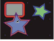 Outline for union of two shape paths, indicated by yellow highlight, visible because Puppet tool pointer is within area defined by outline