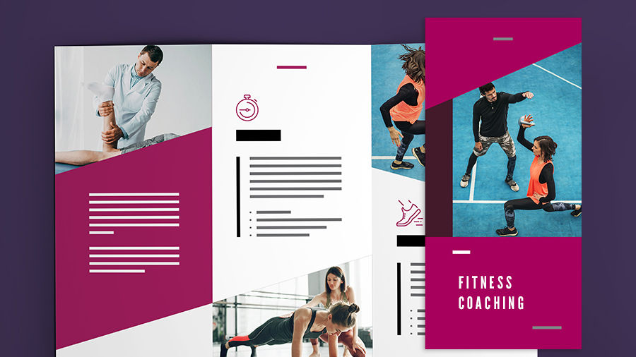 The cover and interior layout of a brochure titled “Fitness Coaching”