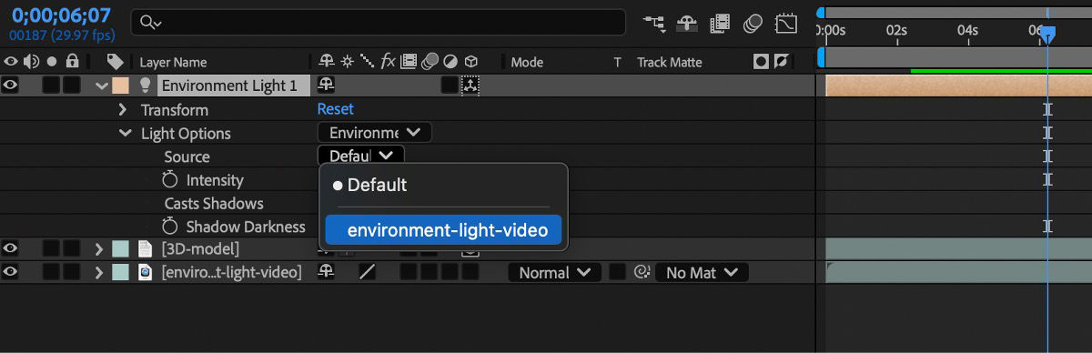 Select the layer with the video file from the Source drop-down list.