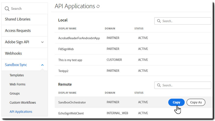 API Applications options