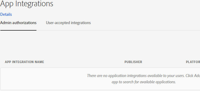 App Integrations tab