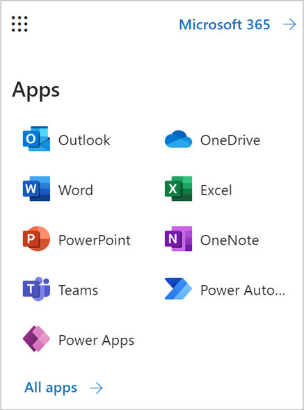 Select Power Automate or Power Apps from app launcher