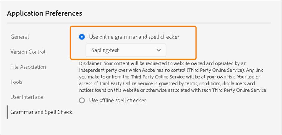 Select the grammar checker profile