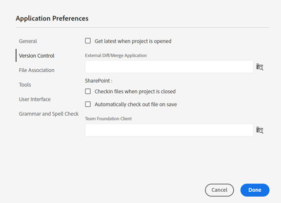 Version Control preferences