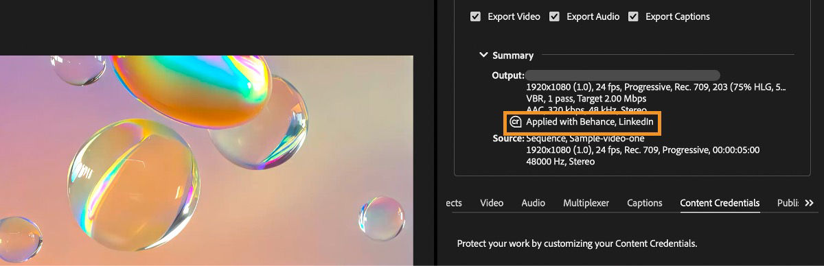 The Output Summary section is expanded to show the currently selected CAI preference details.