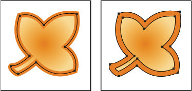 До разбора объекта, имеющего заливку и обводку, (слева) и после него (справа)