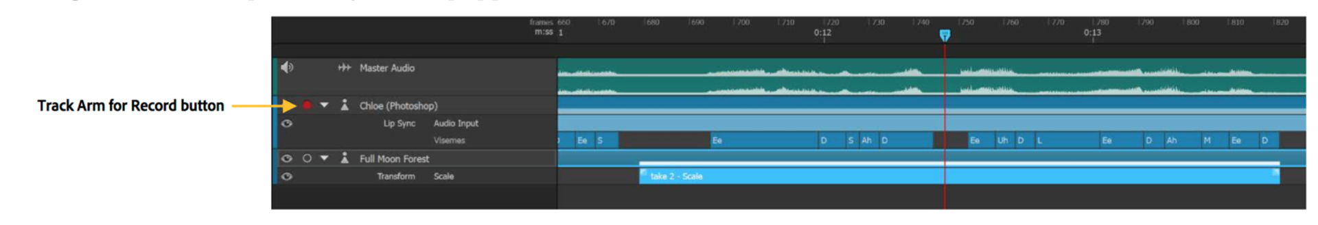 Arm for record a puppet track