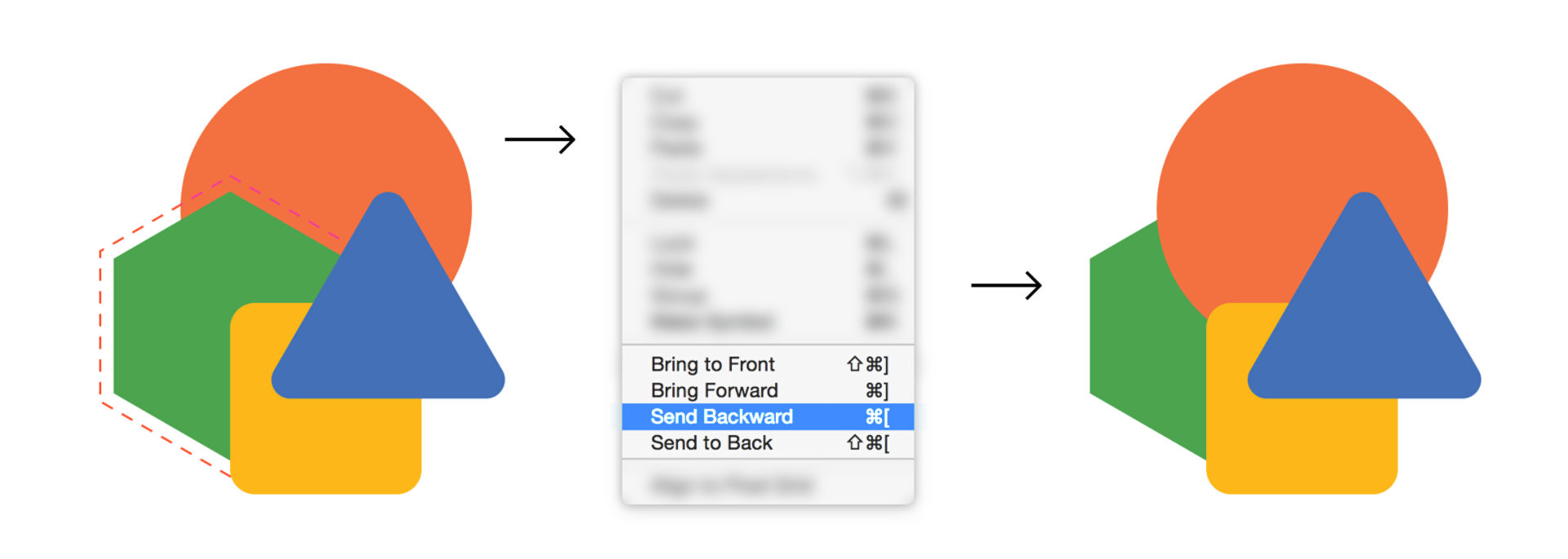 Send selected image backward