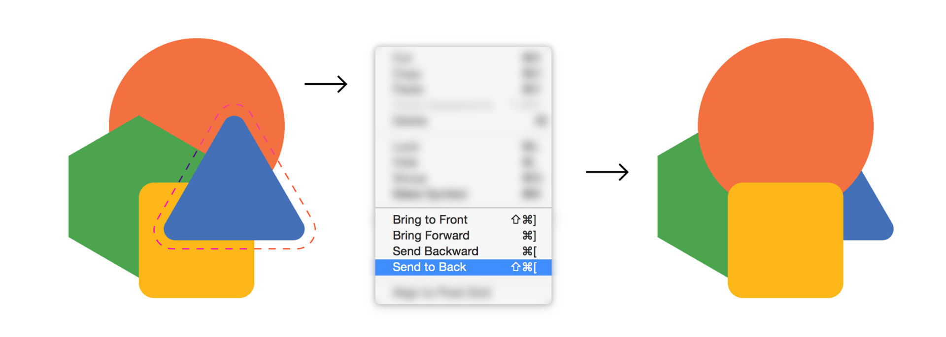 Send selected image to the bottom of the stack