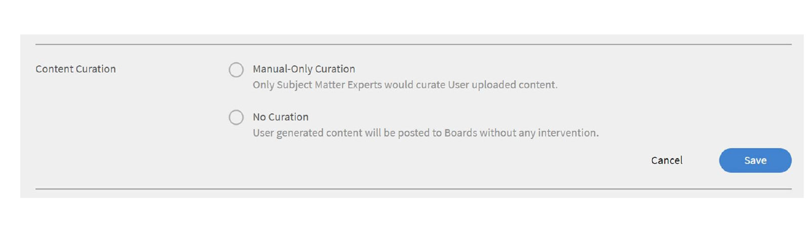 Content curation settings