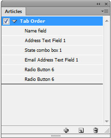 Use the Articles panel to specify tab order