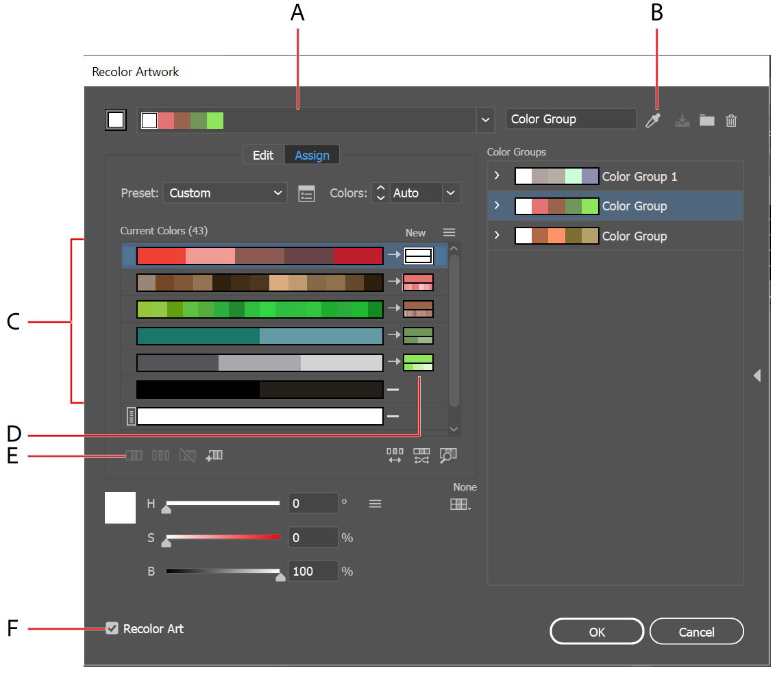 Recolor Artwork options