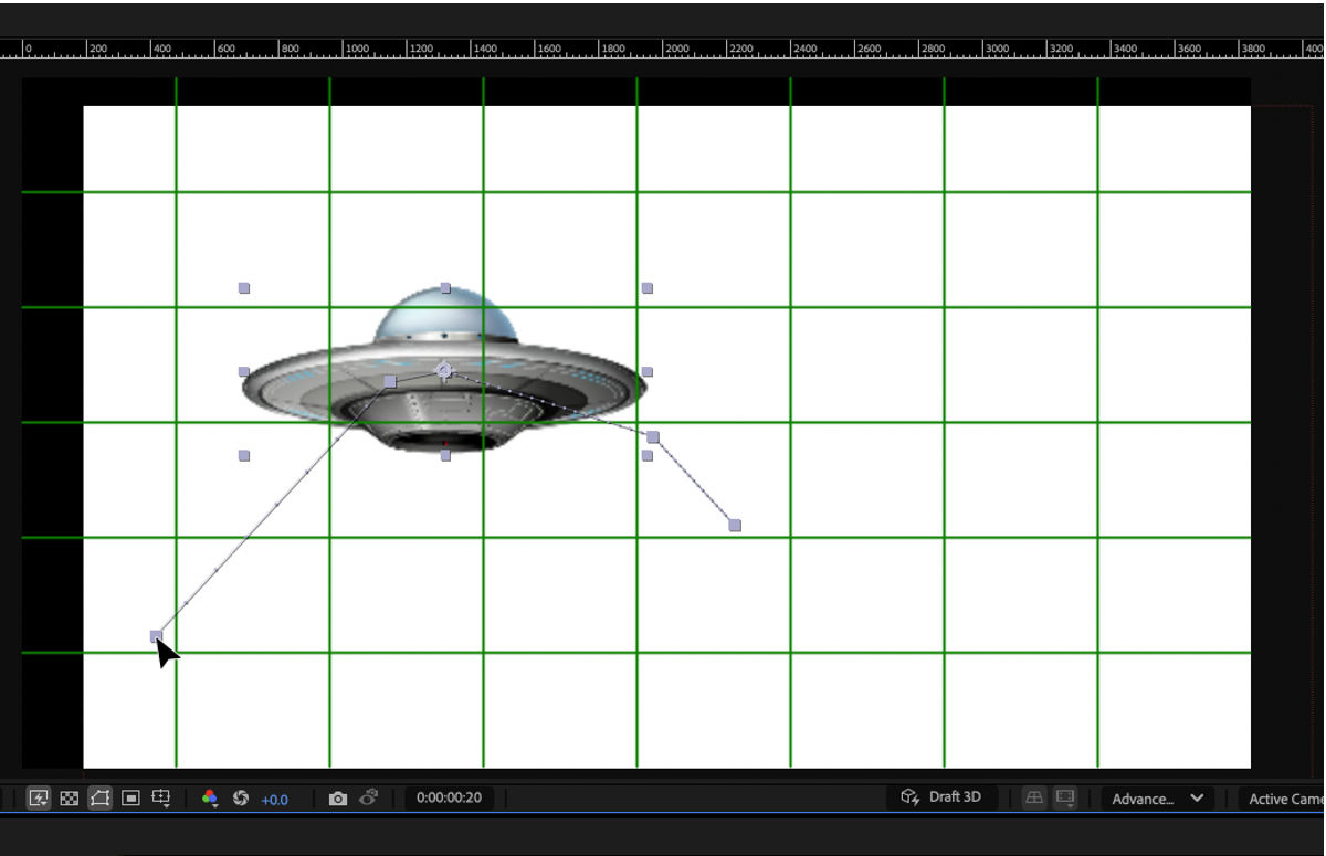 All position keyframes are selected in the Composition panel.