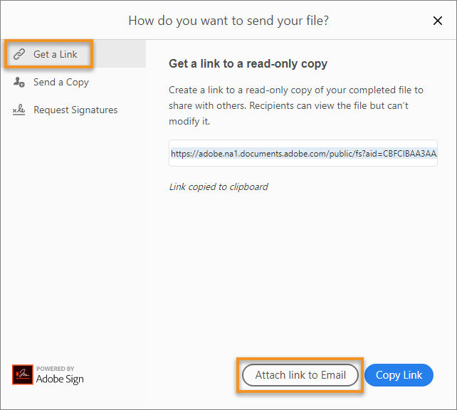 Attach a link of your form to an email